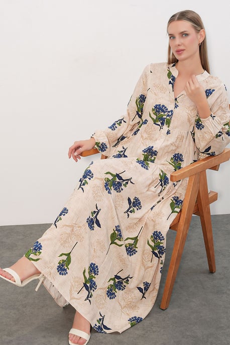 Patterned V-Neck Maxi Dress - Image 2