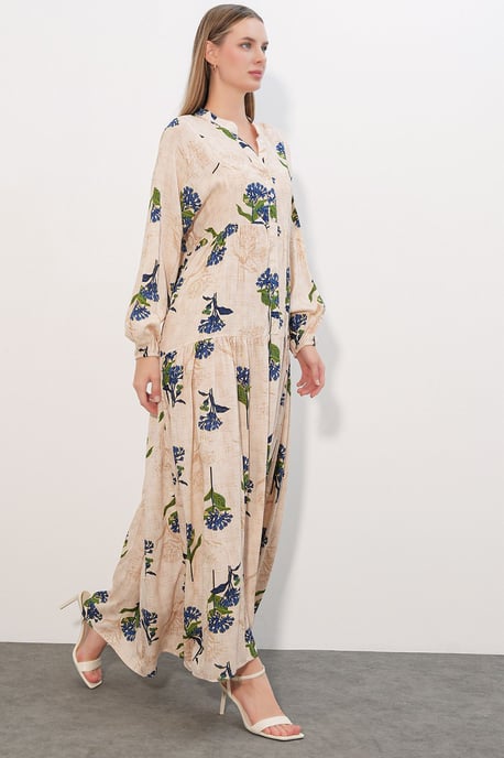 Patterned V-Neck Maxi Dress - Image 3