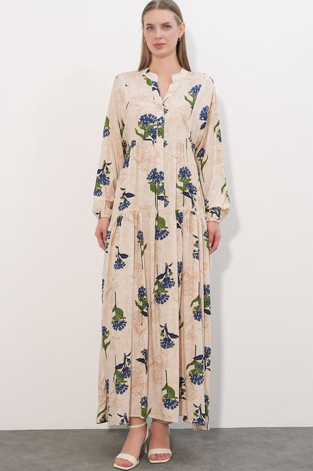 Patterned V-Neck Maxi Dress - Image 4