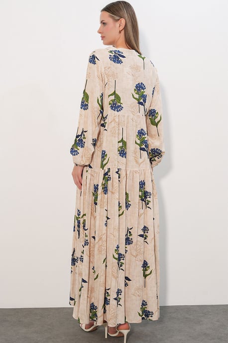 Patterned V-Neck Maxi Dress - Image 6