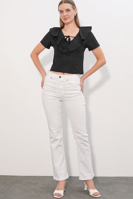 Fleurige Knoop-Voorkant Crop Top - Image 2