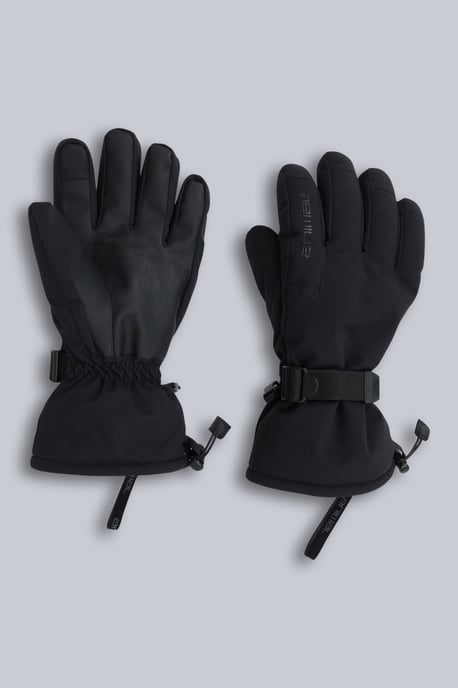 'Edge' Men's Ski Gloves Waterproof Warm Cosy Padded Fleece Lined Winter Mittens Black - Image 1