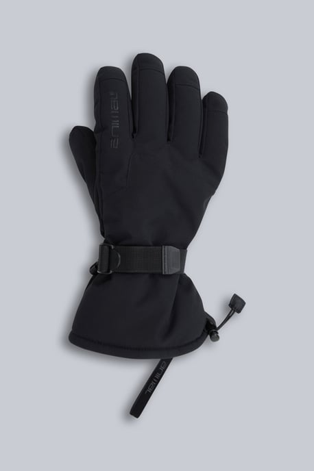 'Edge' Men's Ski Gloves Waterproof Warm Cosy Padded Fleece Lined Winter Mittens Black - Image 2