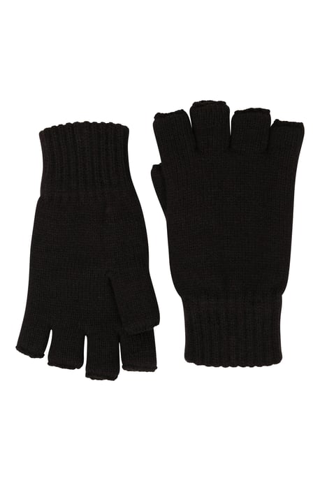 Men's Fingerless Knitted Ski Gloves Lightweight Warm Comfortable Winter Mittens Black - Image 1