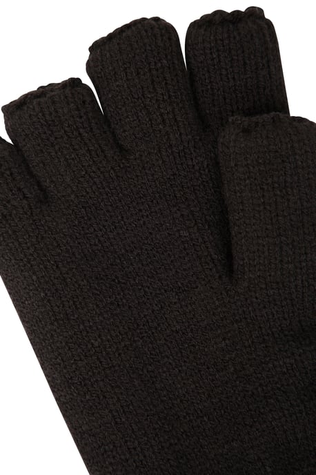 Men's Fingerless Knitted Ski Gloves Lightweight Warm Comfortable Winter Mittens Black - Image 4