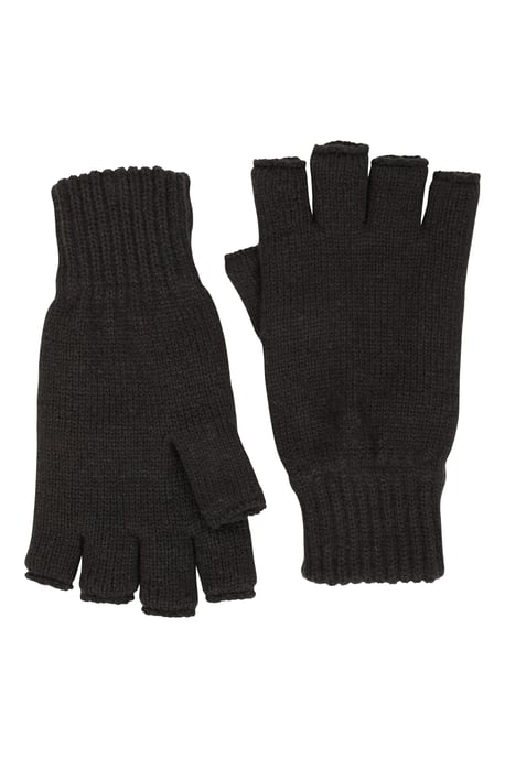 Men's Fingerless Knitted Ski Gloves Lightweight Warm Comfortable Winter Mittens Black - Image 6