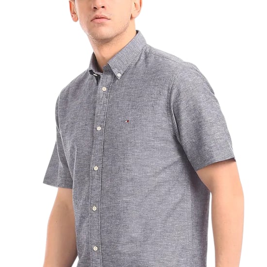TOMMY HILFIGER Mens Shirt Oxford Lightweight Short Sleeve Regular Fit Summer NEW - Image 4