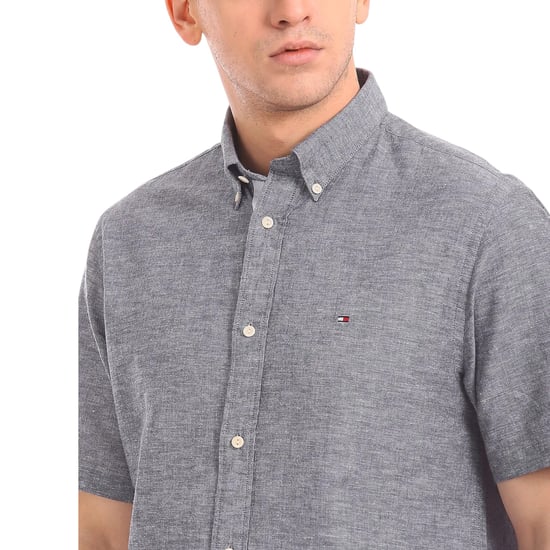 TOMMY HILFIGER Mens Shirt Oxford Lightweight Short Sleeve Regular Fit Summer NEW - Image 5