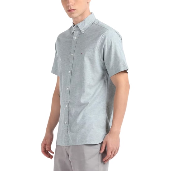TOMMY HILFIGER Mens Shirt Oxford Lightweight Short Sleeve Regular Fit Summer NEW - Image 2