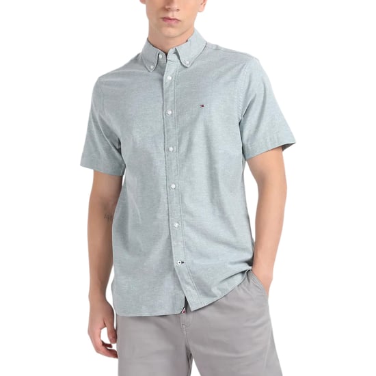 TOMMY HILFIGER Mens Shirt Oxford Lightweight Short Sleeve Regular Fit Summer NEW - Image 4