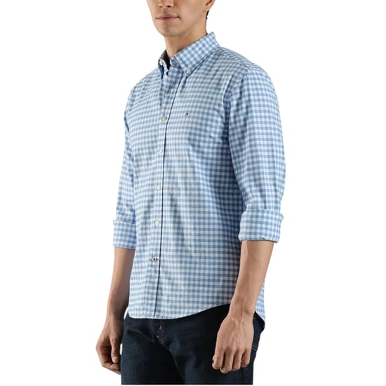 Tommy Hilfiger Mens Oxford Shirts Gingham Checked Regular Long Sleeve Cotton Top - Image 3