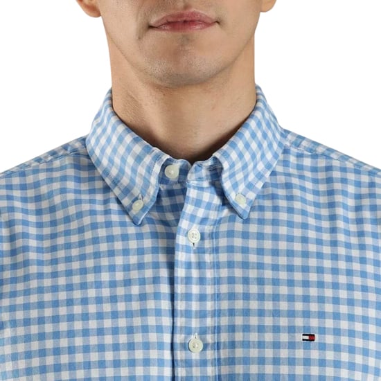 Tommy Hilfiger Mens Oxford Shirts Gingham Checked Regular Long Sleeve Cotton Top - Image 5