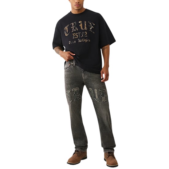 True Religion 109912 Mens Oversized T Shirts Forest Camo Print Drop Shoulder Tee - Image 4