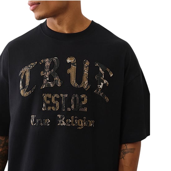 True Religion 109912 Mens Oversized T Shirts Forest Camo Print Drop Shoulder Tee - Image 5