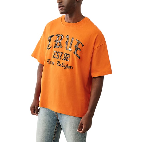 True Religion 109912 Mens Oversized T Shirts Forest Camo Print Drop Shoulder Tee - Image 2