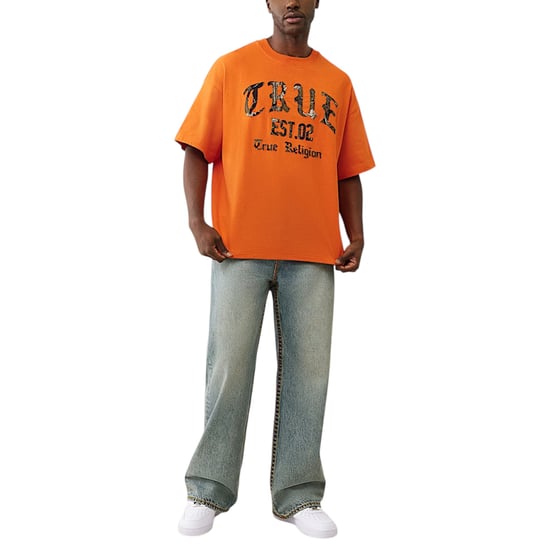 True Religion 109912 Mens Oversized T Shirts Forest Camo Print Drop Shoulder Tee - Image 4