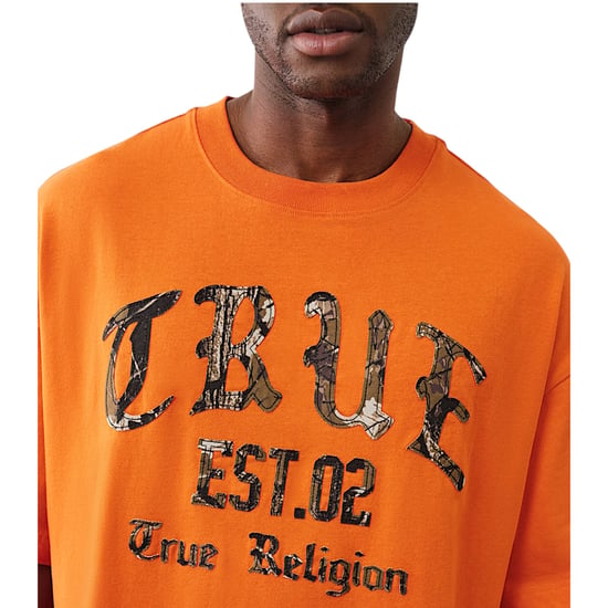 True Religion 109912 Mens Oversized T Shirts Forest Camo Print Drop Shoulder Tee - Image 5