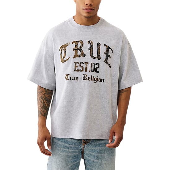 True Religion 109912 Mens Oversized T Shirts Forest Camo Print Drop Shoulder Tee - Image 1