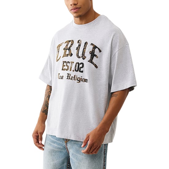 True Religion 109912 Mens Oversized T Shirts Forest Camo Print Drop Shoulder Tee - Image 2