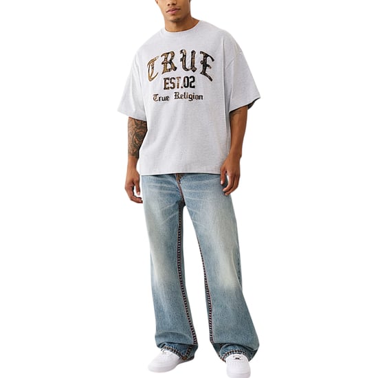 True Religion 109912 Mens Oversized T Shirts Forest Camo Print Drop Shoulder Tee - Image 4