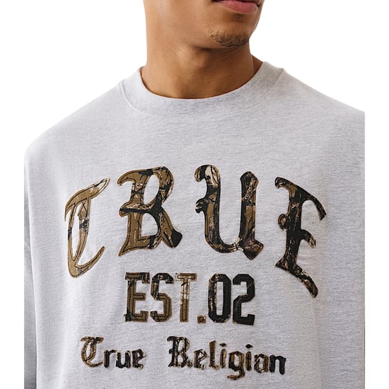 True Religion 109912 Mens Oversized T Shirts Forest Camo Print Drop Shoulder Tee - Image 5
