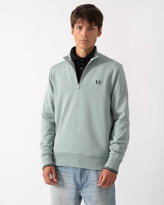 Regular Fit Long Sleeve Logo Detail Sweatshirt in Pale Green - Image 1