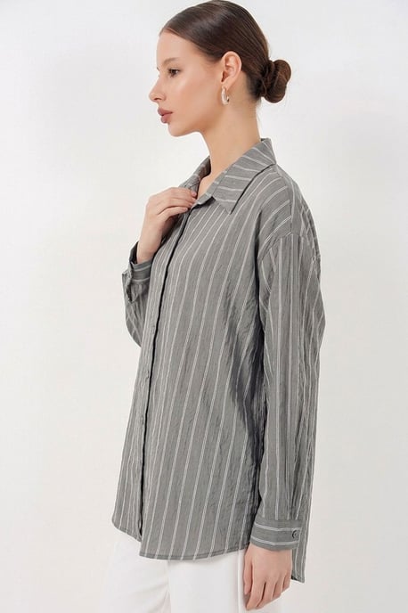 Gestreepte Oversized Blouse met Knopsluiting - Image 2