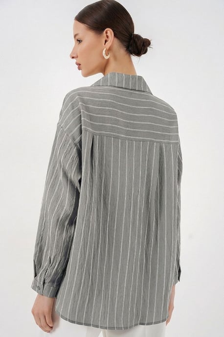 Gestreepte Oversized Blouse met Knopsluiting - Image 3