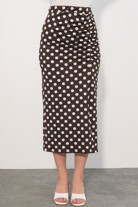 High Waist Polka Dot Midi Skirt - Image 2