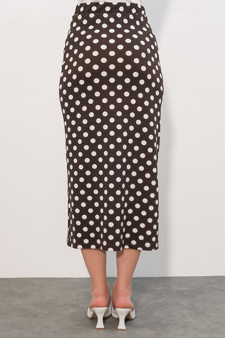 High Waist Polka Dot Midi Skirt - Image 6