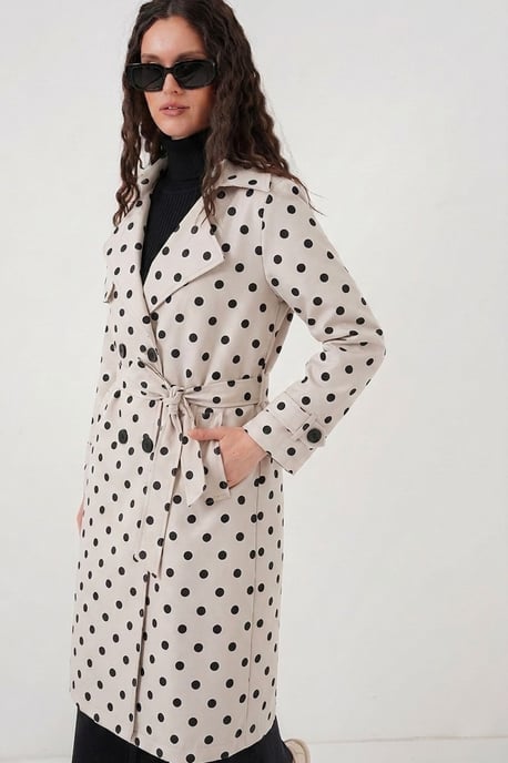 Belted Long-Sleeve Trench Coat - Image 1