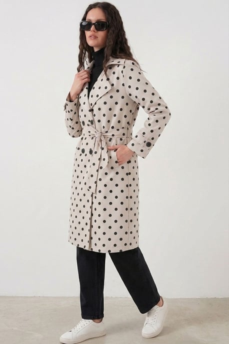 Belted Long-Sleeve Trench Coat - Image 2