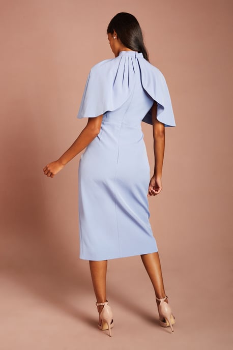 Petite Cape Sleeve Wrap Skirt Midi Dress - Image 3
