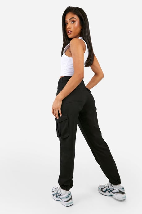 Petite High Waisted Twill Cargo Joggers - Image 2