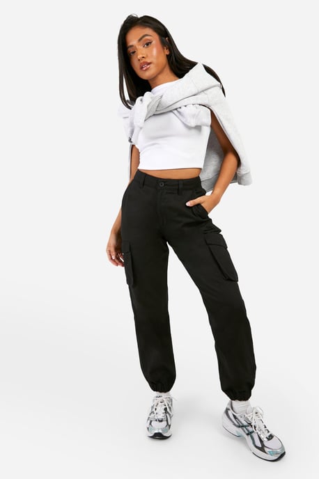 Petite High Waisted Twill Cargo Joggers - Image 3