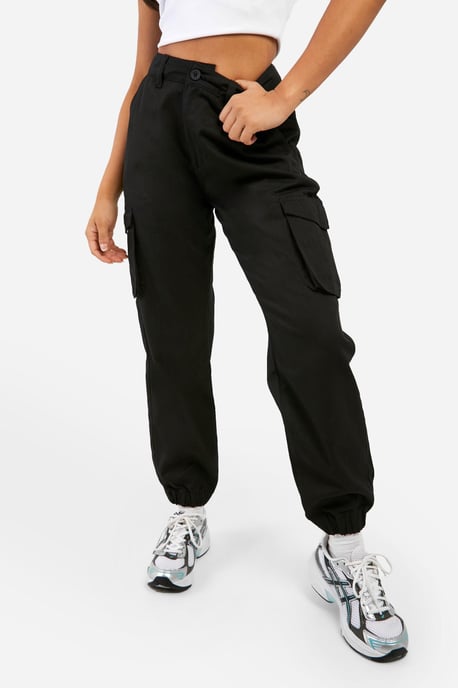 Petite High Waisted Twill Cargo Joggers - Image 4