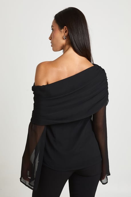 Chiffon Bardot Sheer Blouse - Image 2