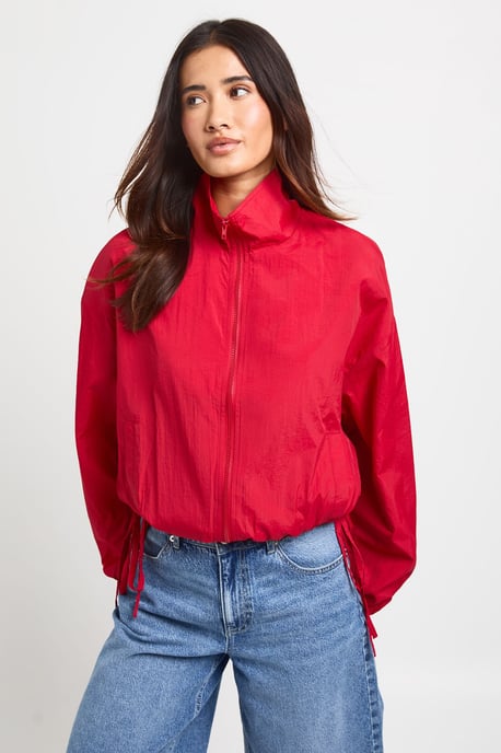 Tie Side Funnel Neck Lightweight Jacket - Image 1