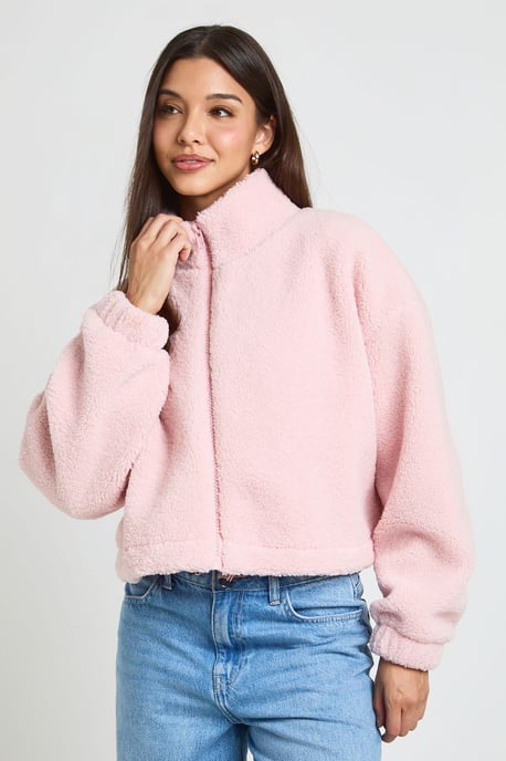 High Neck Teddy Jacket - Image 1