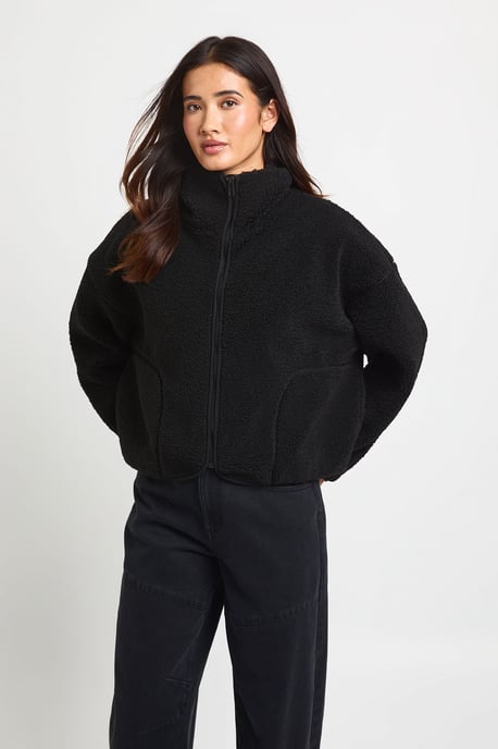 Funnel Neck Teddy Jacket - Image 1