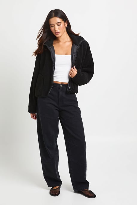 Funnel Neck Teddy Jacket - Image 3
