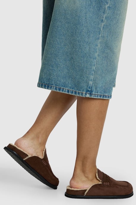 Faux Suede Fur Lined Closed Toe Clogs - Image 2