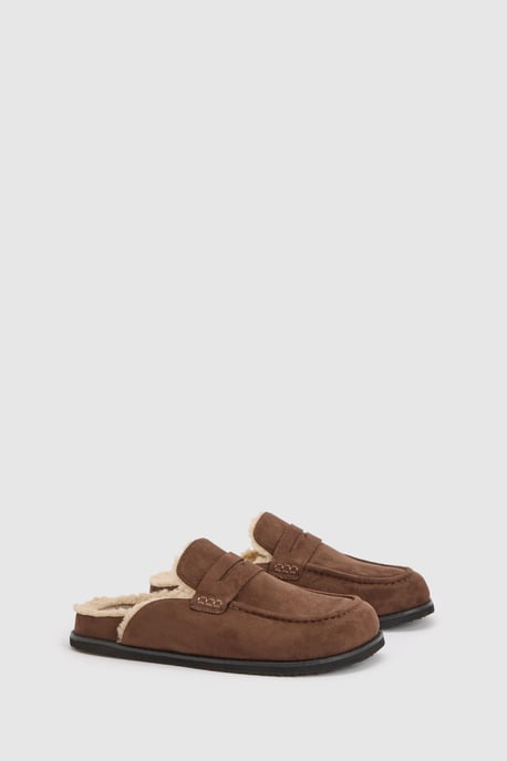 Faux Suede Fur Lined Closed Toe Clogs - Image 3