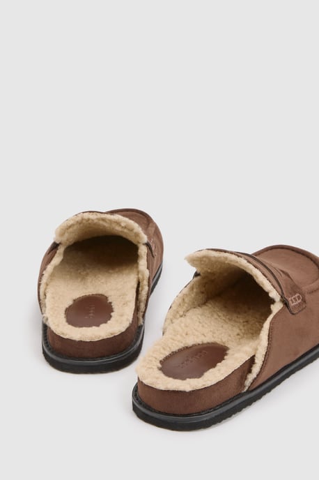 Faux Suede Fur Lined Closed Toe Clogs - Image 4