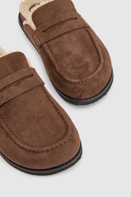 Faux Suede Fur Lined Closed Toe Clogs - Image 5
