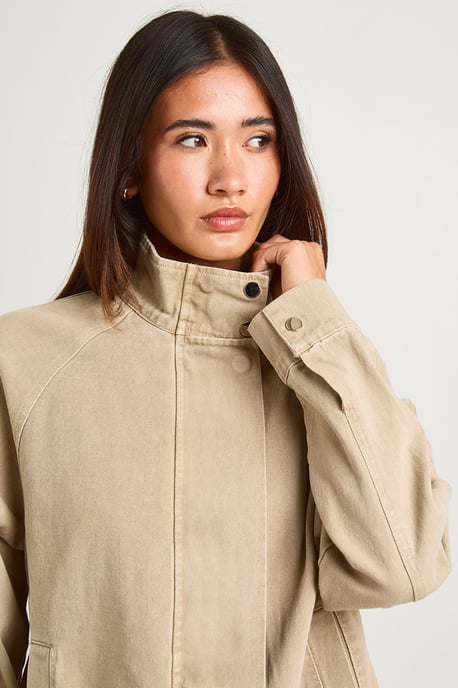 Funnel Neck Denim Bomber Jacket - Image 4