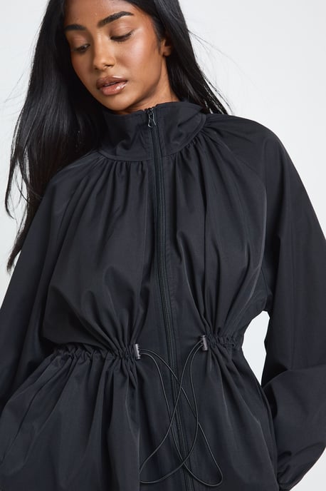 Funnel Neck Cinched Waist Jacket - Image 3