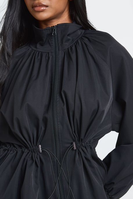 Funnel Neck Cinched Waist Jacket - Image 4
