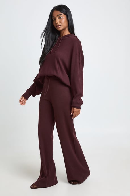 Hooded Top and Wide Leg Trouser Knitted Co-ord - Image 3