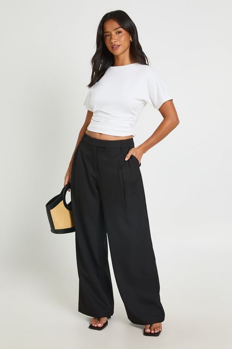 Petite Boohoo Basics Tailored Wide Leg Trouser - Image 1